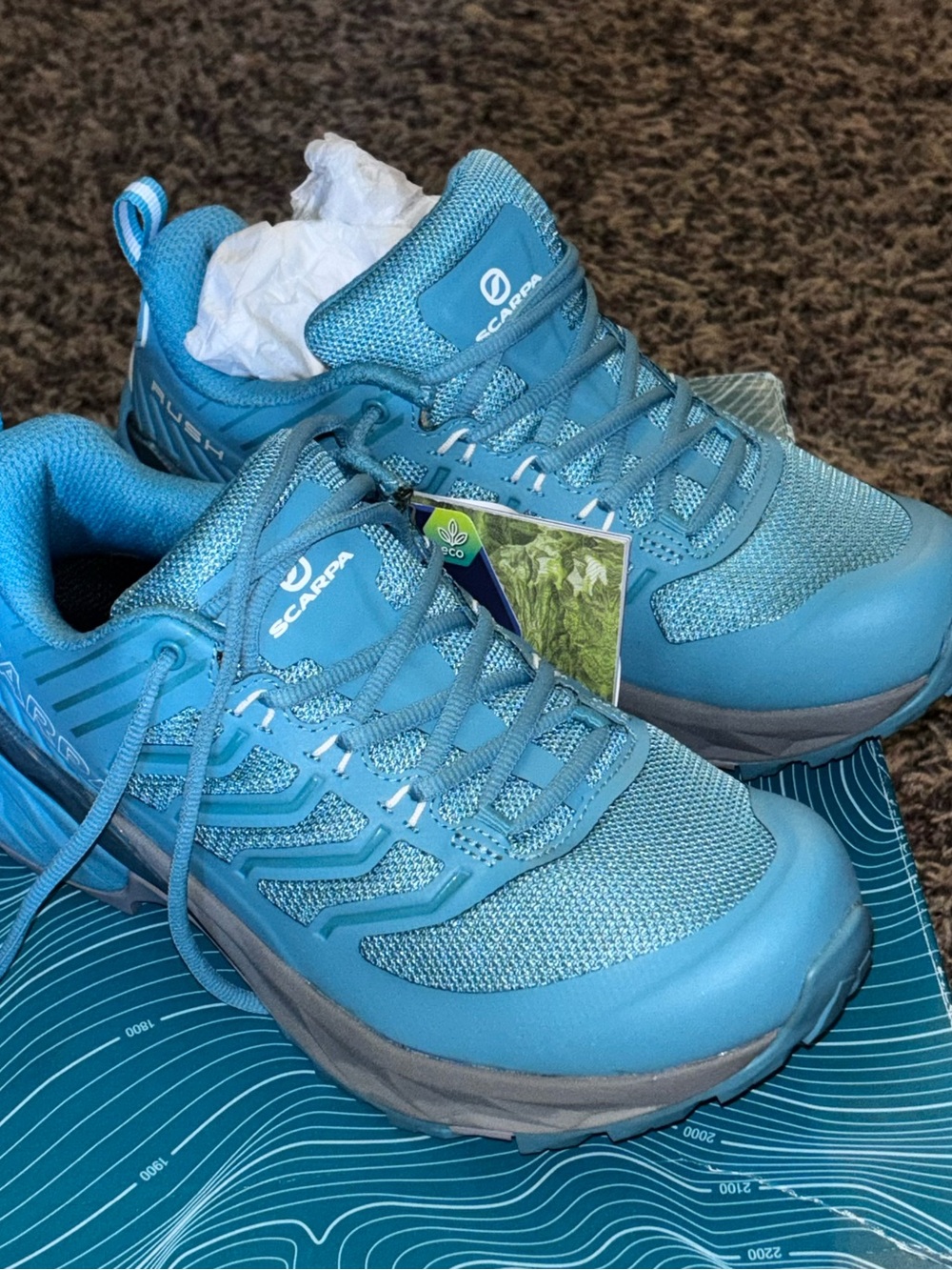 NEW Scarpa 33080-352 Rush Trail Running Shoes Aqua Blue EU 36 Women's Size 5.5
